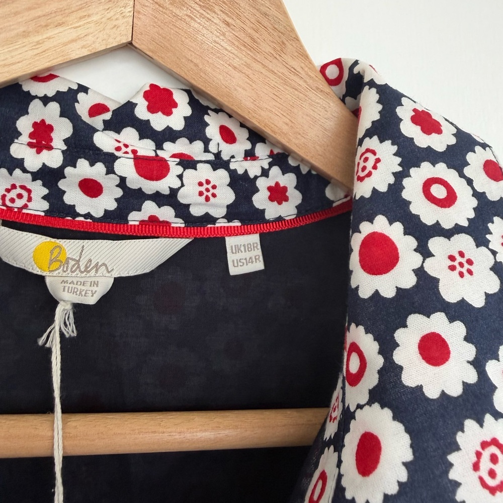 BODEN Kitty Midi Shirt Dress in Blue/Red - Size US 14R - NWT NEW - Picture 5 of 10